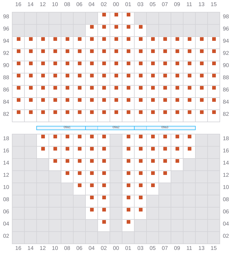 Bay 009 view and slots of MSC CHIARA X