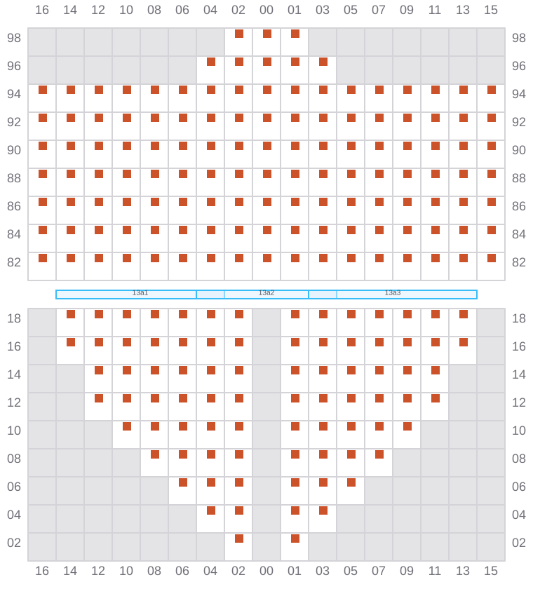 Bay 013 view and slots of MSC CHIARA X