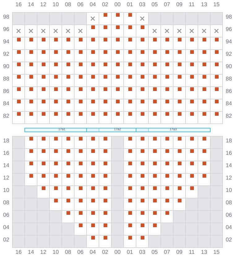 Bay 017 view and slots of MSC CHIARA X