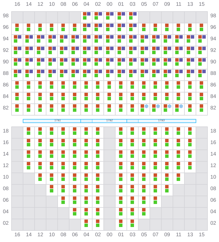 Bay 019 view and slots of MSC CHIARA X