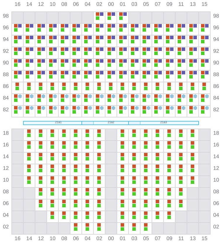 Bay 023 view and slots of MSC CHIARA X