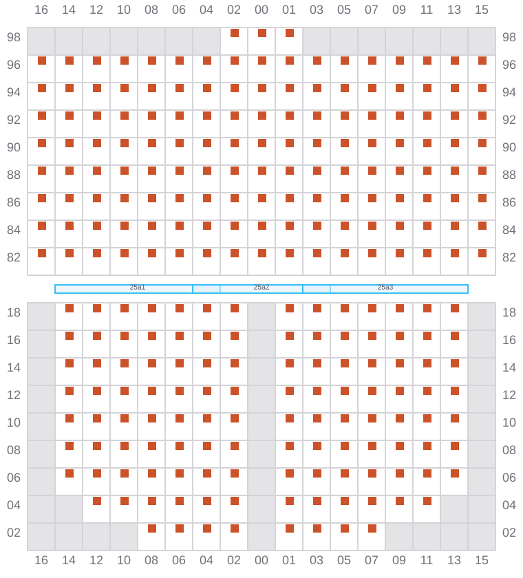Bay 025 view and slots of MSC CHIARA X