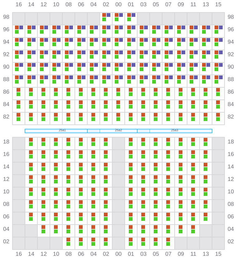 Bay 027 view and slots of MSC CHIARA X