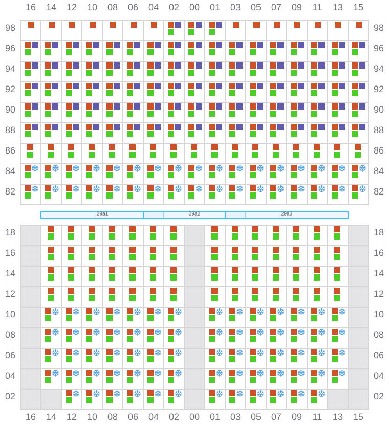 Bay 031 view and slots of MSC CHIARA X