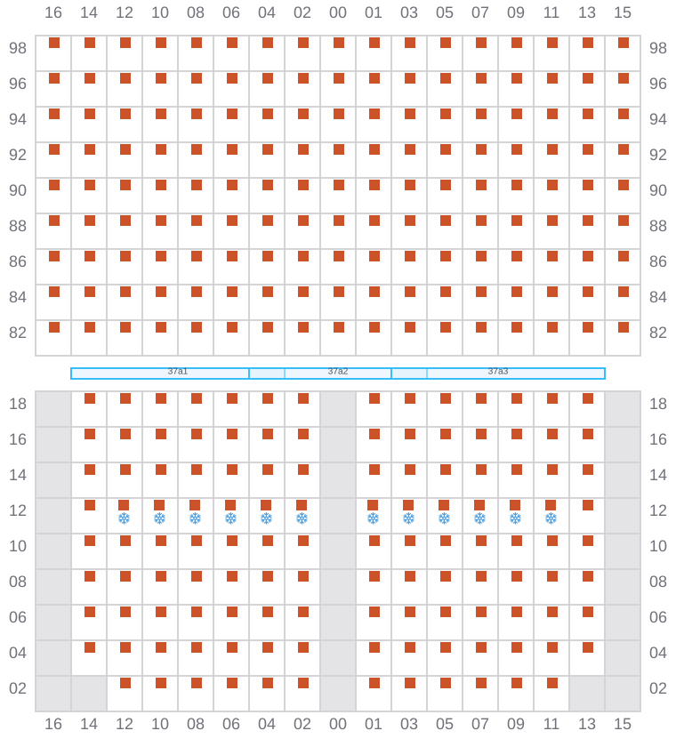 Bay 037 view and slots of MSC CHIARA X