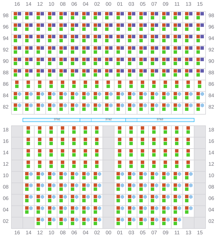 Bay 039 view and slots of MSC CHIARA X