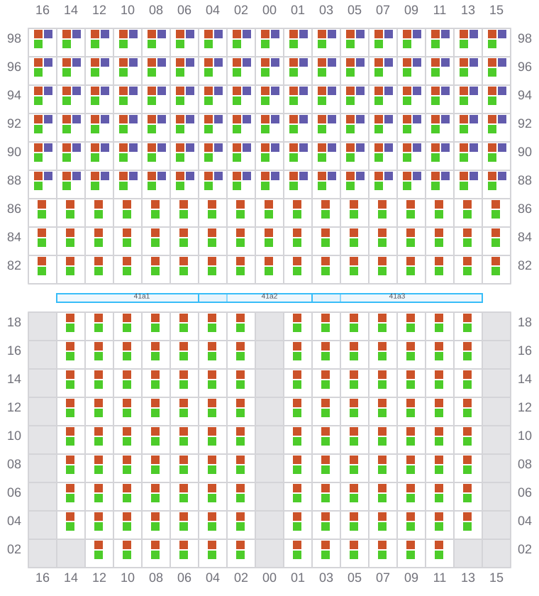 Bay 043 view and slots of MSC CHIARA X