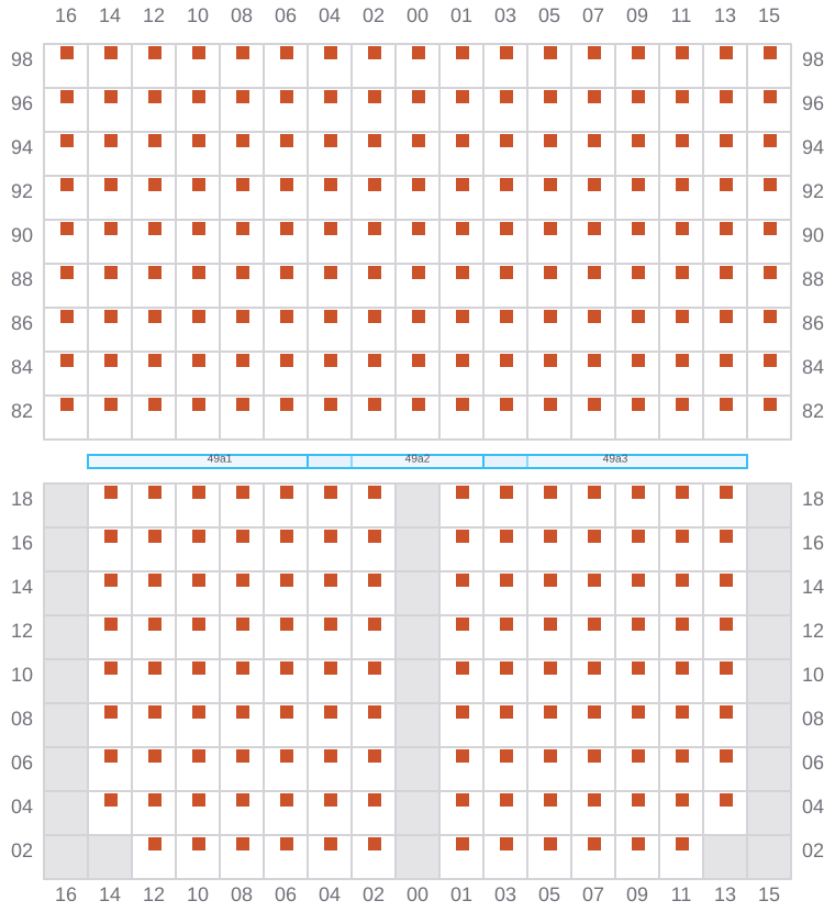Bay 049 view and slots of MSC CHIARA X