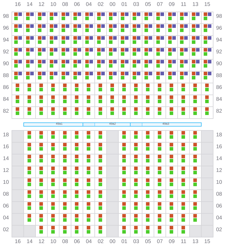 Bay 051 view and slots of MSC CHIARA X
