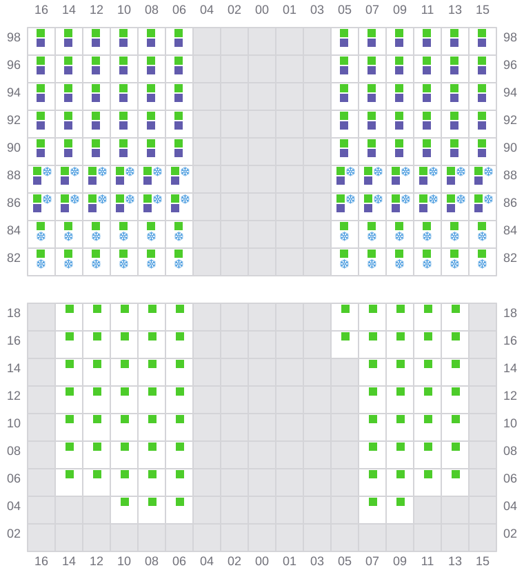Bay 063 view and slots of MSC CHIARA X