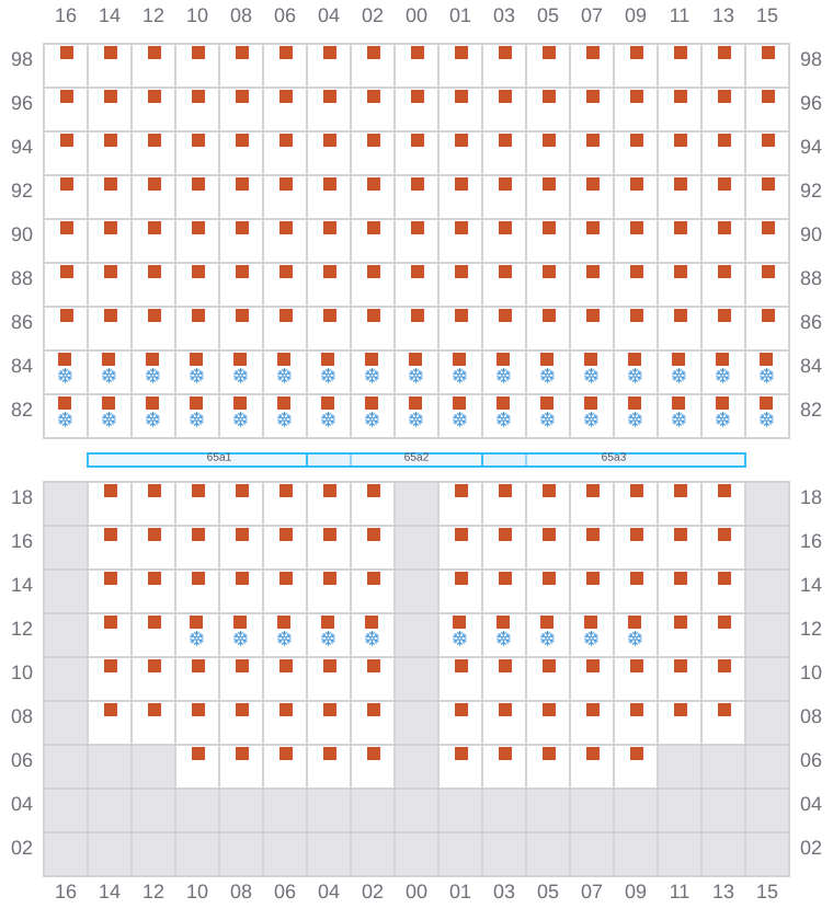 Bay 065 view and slots of MSC CHIARA X