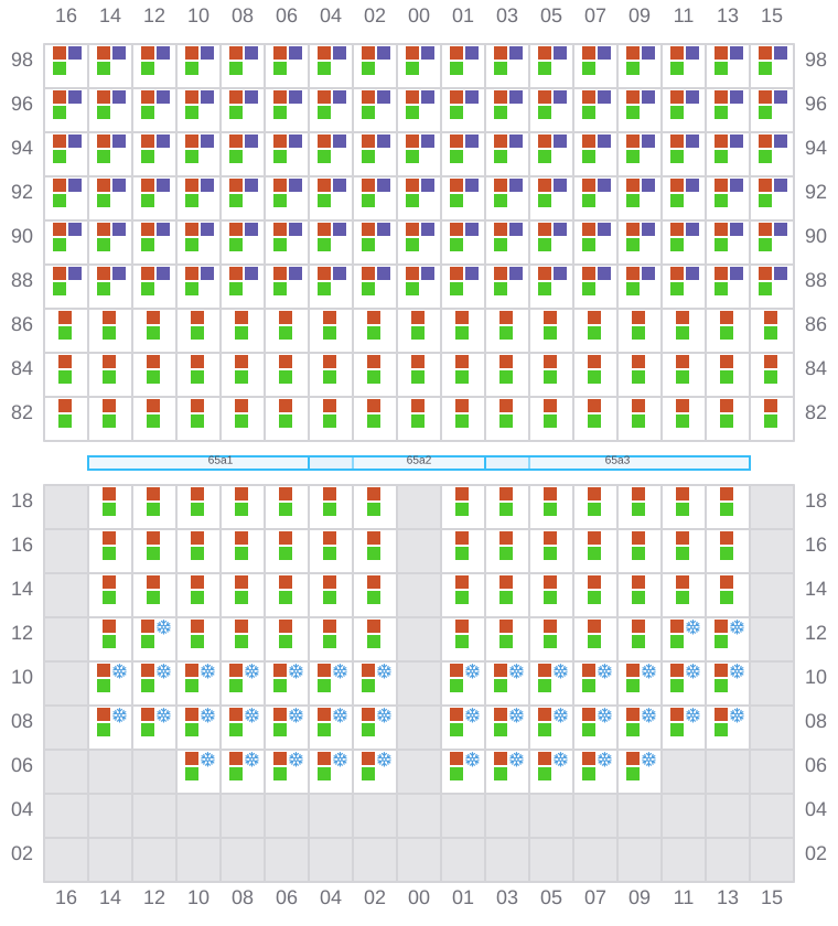 Bay 067 view and slots of MSC CHIARA X