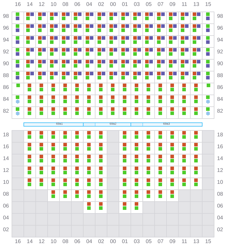 Bay 071 view and slots of MSC CHIARA X