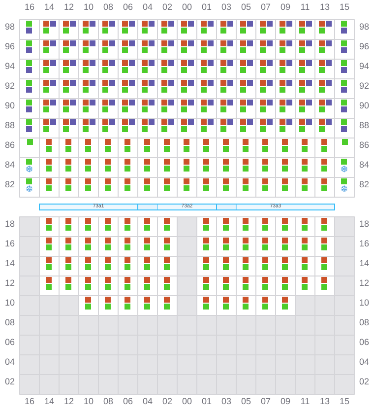 Bay 075 view and slots of MSC CHIARA X