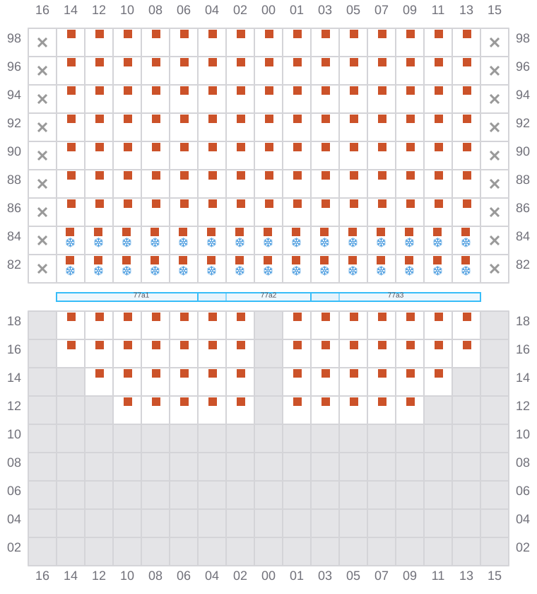 Bay 077 view and slots of MSC CHIARA X
