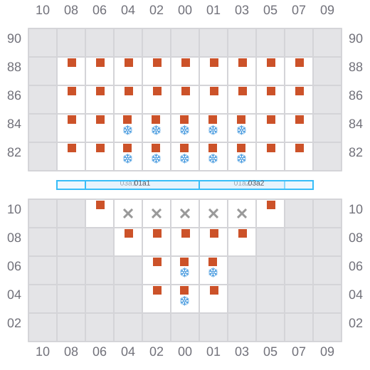 Bay 003 view and slots of MAERSK WAKAYAMA