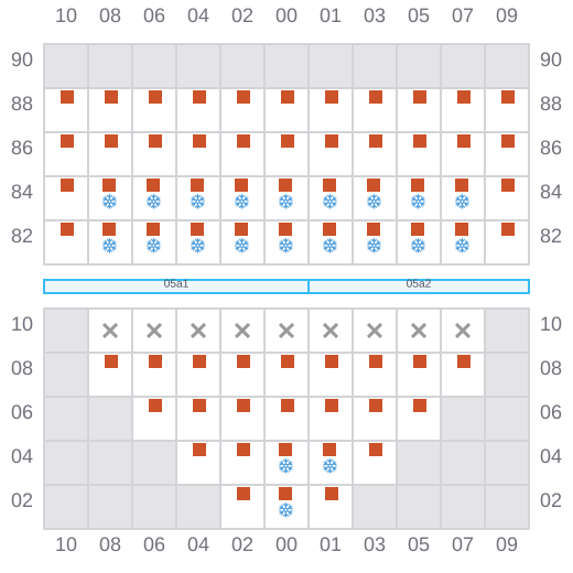 Bay 007 view and slots of MAERSK WAKAYAMA