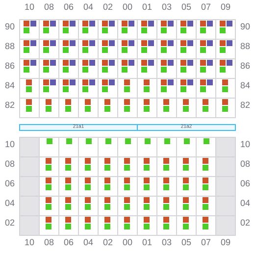 Bay 021 view and slots of MAERSK WAKAYAMA