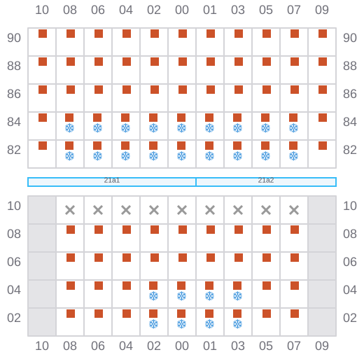 Bay 023 view and slots of MAERSK WAKAYAMA