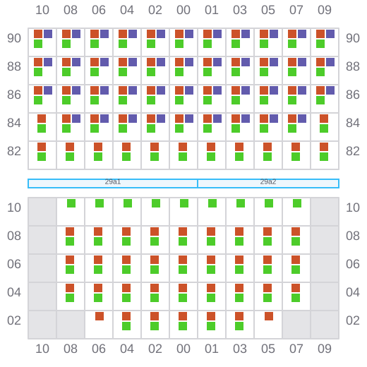 Bay 029 view and slots of MAERSK WAKAYAMA