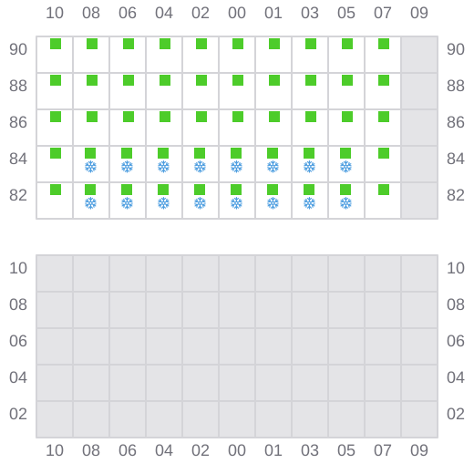 Bay 039 view and slots of MAERSK WAKAYAMA