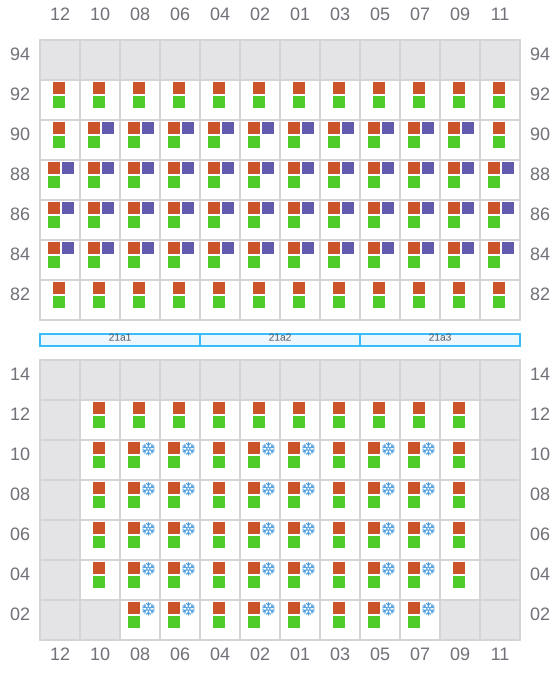 Bay 021 view and slots of CMA CGM IGUACU