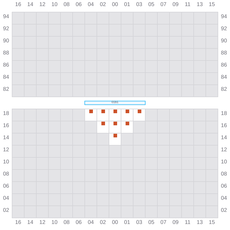 Bay 001 view and slots of EVER EXCEL