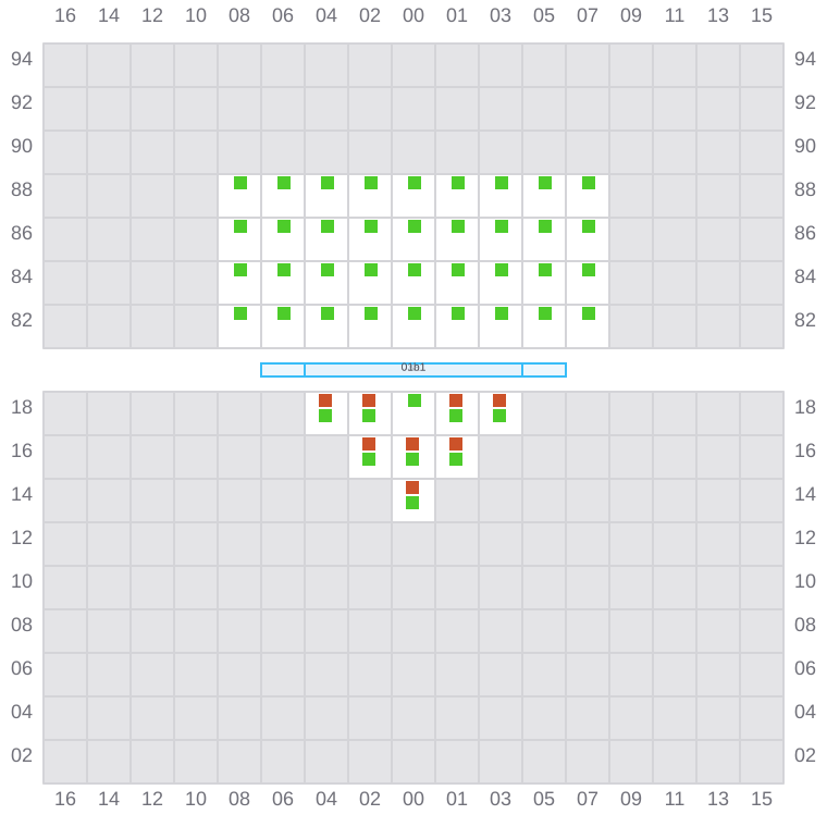 Bay 003 view and slots of EVER EXCEL