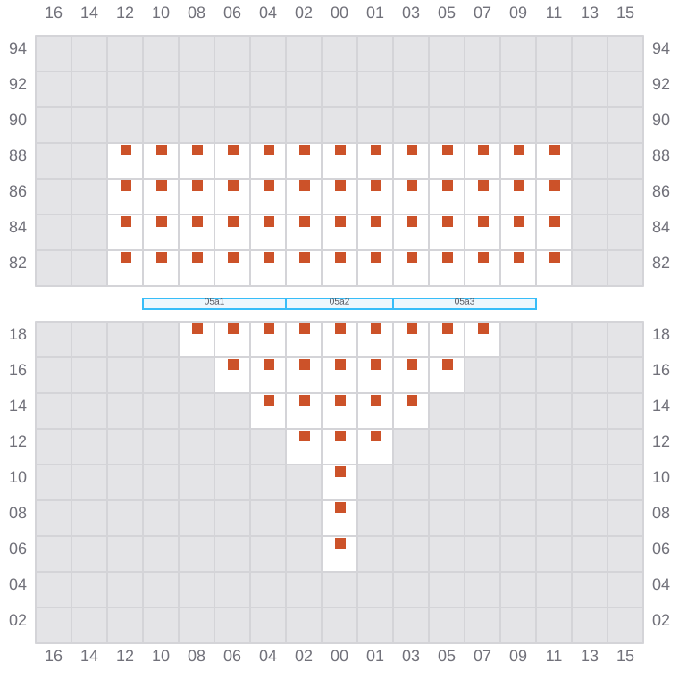 Bay 005 view and slots of EVER EXCEL