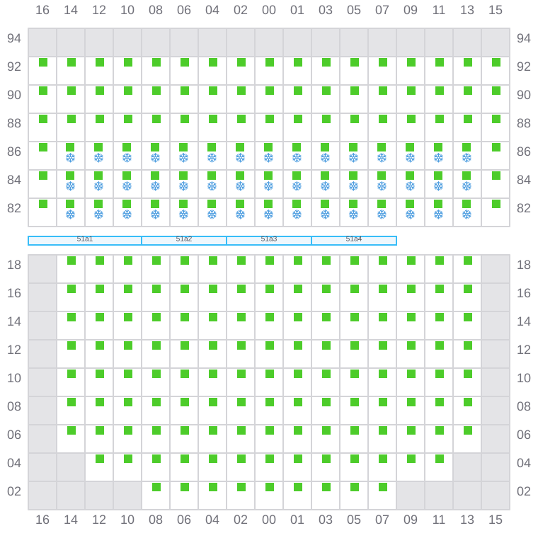 Bay 051 view and slots of EVER EXCEL