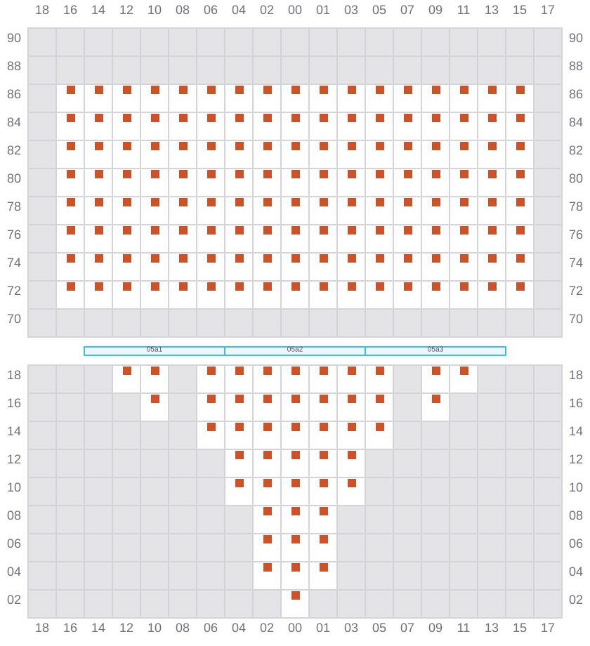 Bay 005 view and slots of CMA CGM ARKANSAS