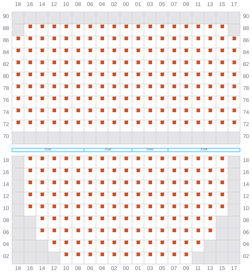 Bay 021 view and slots of CMA CGM ARKANSAS