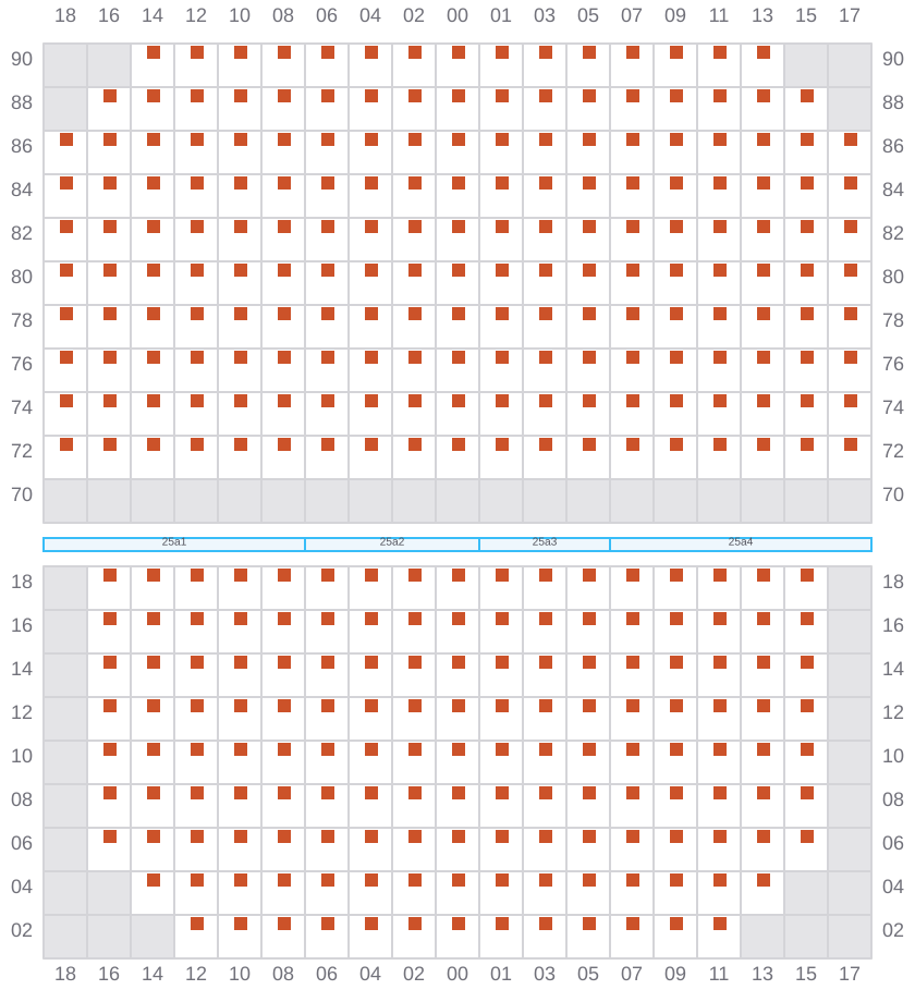 Bay 025 view and slots of CMA CGM ARKANSAS
