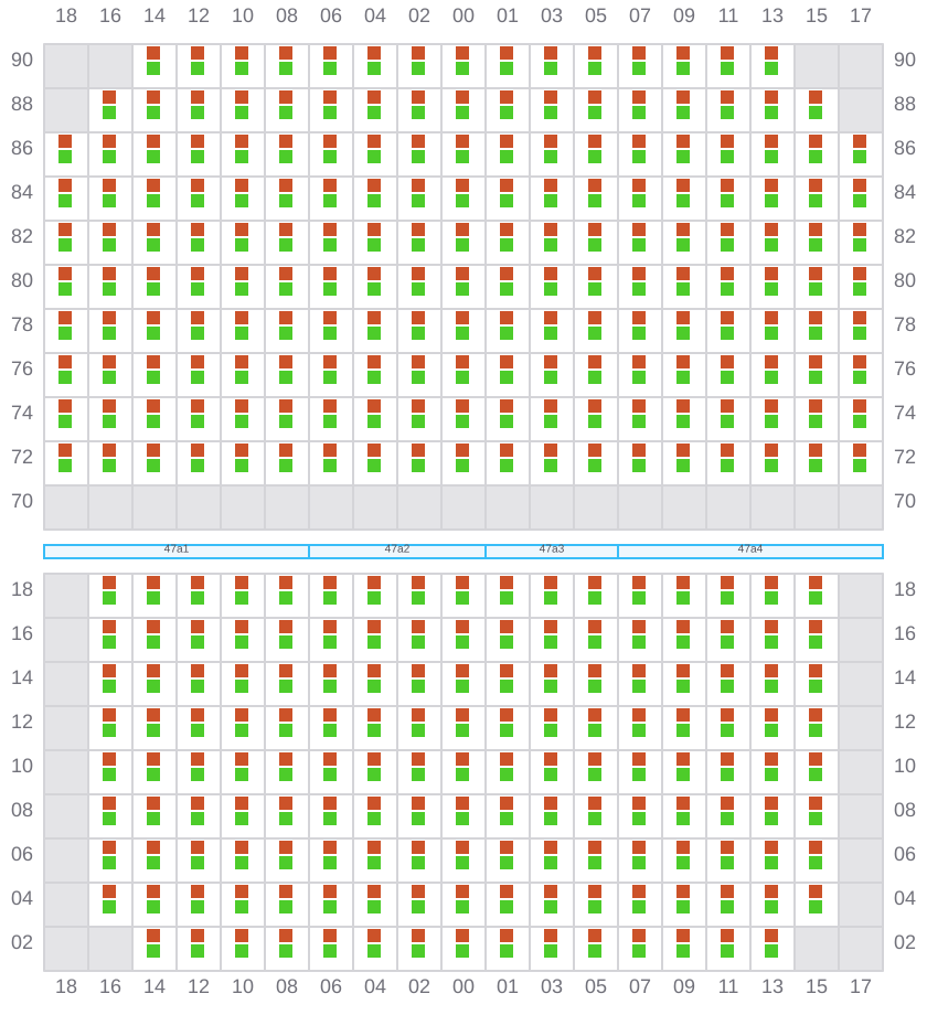Bay 047 view and slots of CMA CGM ARKANSAS