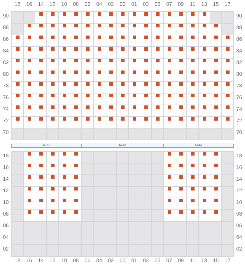 Bay 057 view and slots of CMA CGM ARKANSAS