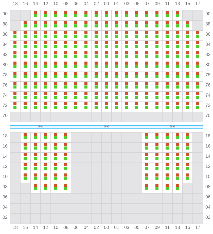 Bay 059 view and slots of CMA CGM ARKANSAS