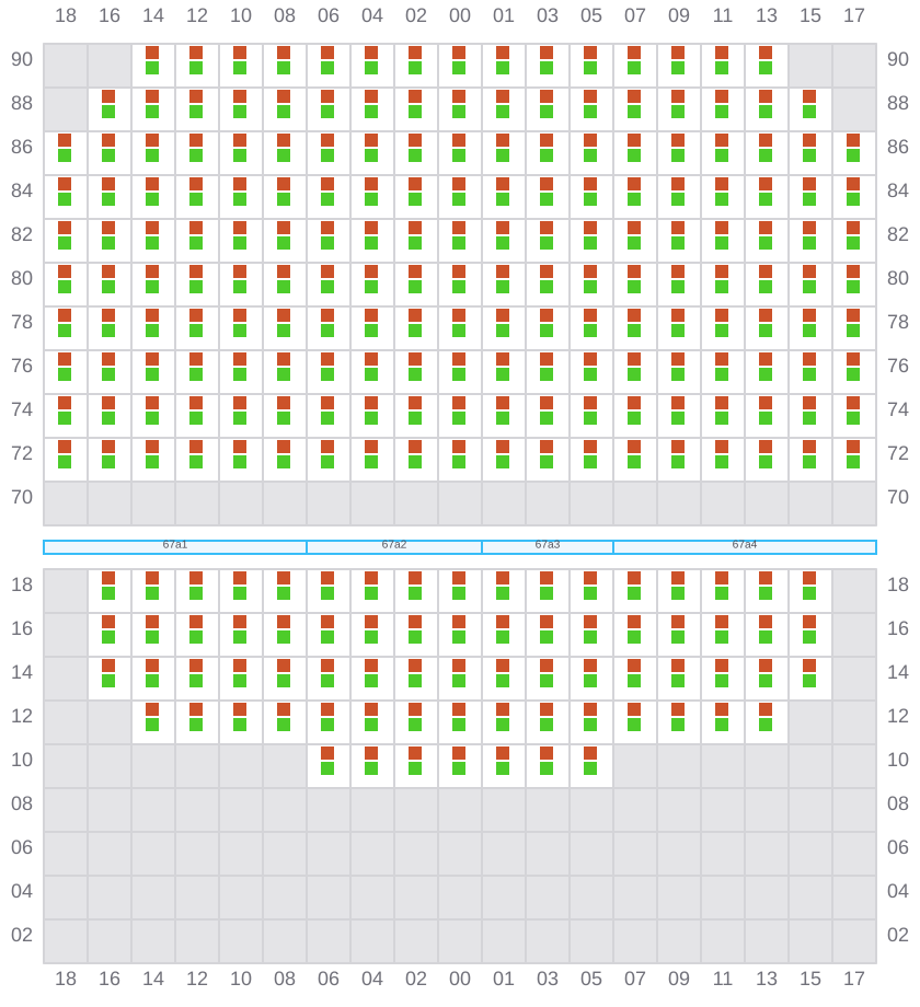 Bay 067 view and slots of CMA CGM ARKANSAS