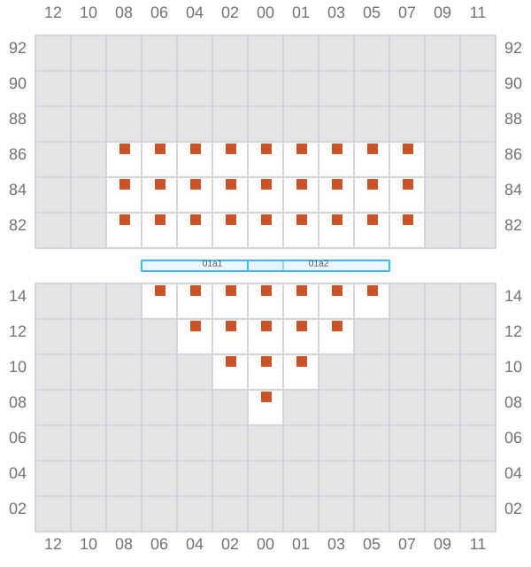 Bay 001 view and slots of MSC KERRY