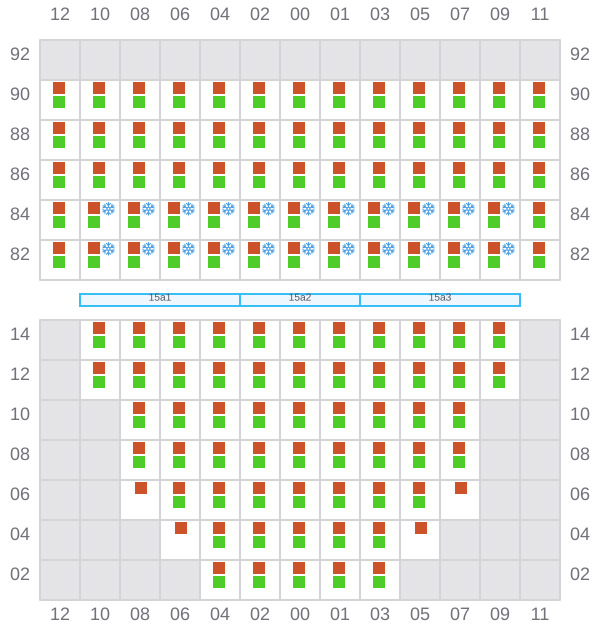 Bay 015 view and slots of MSC KERRY