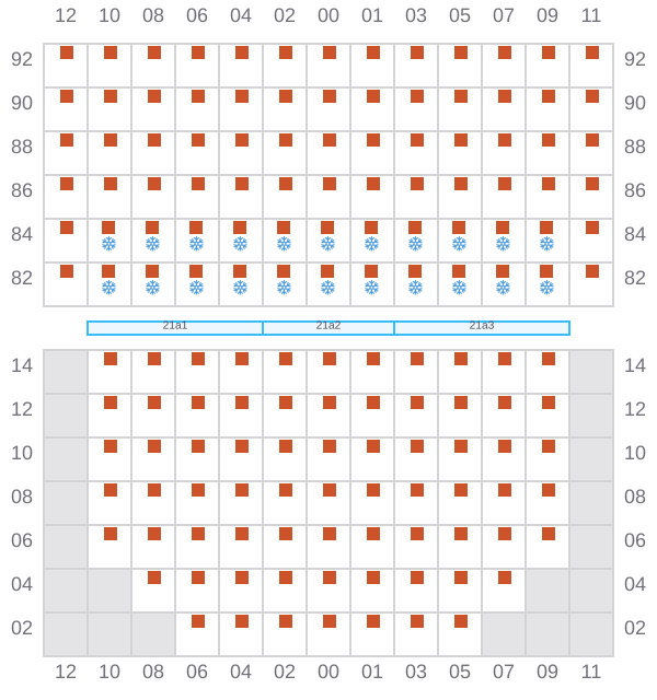Bay 021 view and slots of MSC KERRY