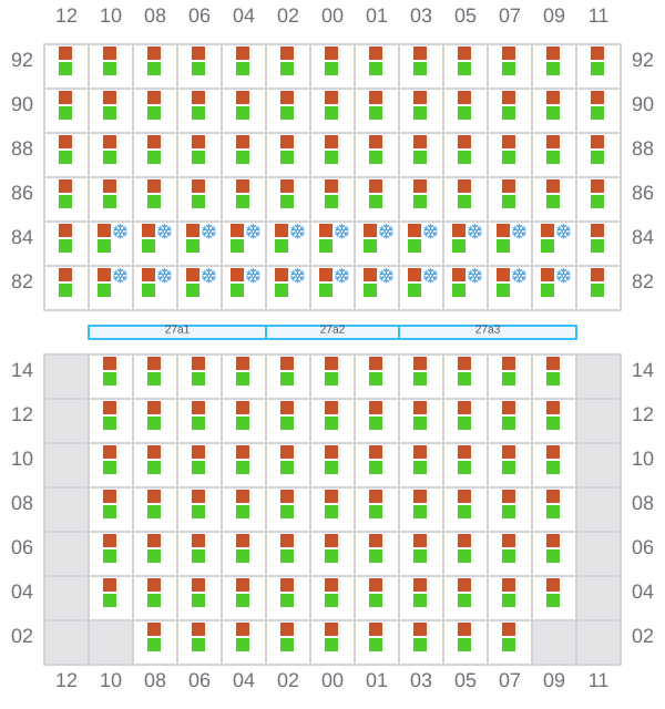 Bay 027 view and slots of MSC KERRY