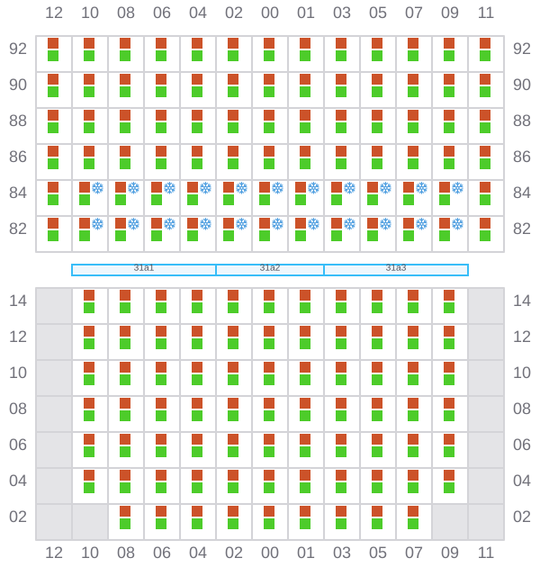 Bay 031 view and slots of MSC KERRY