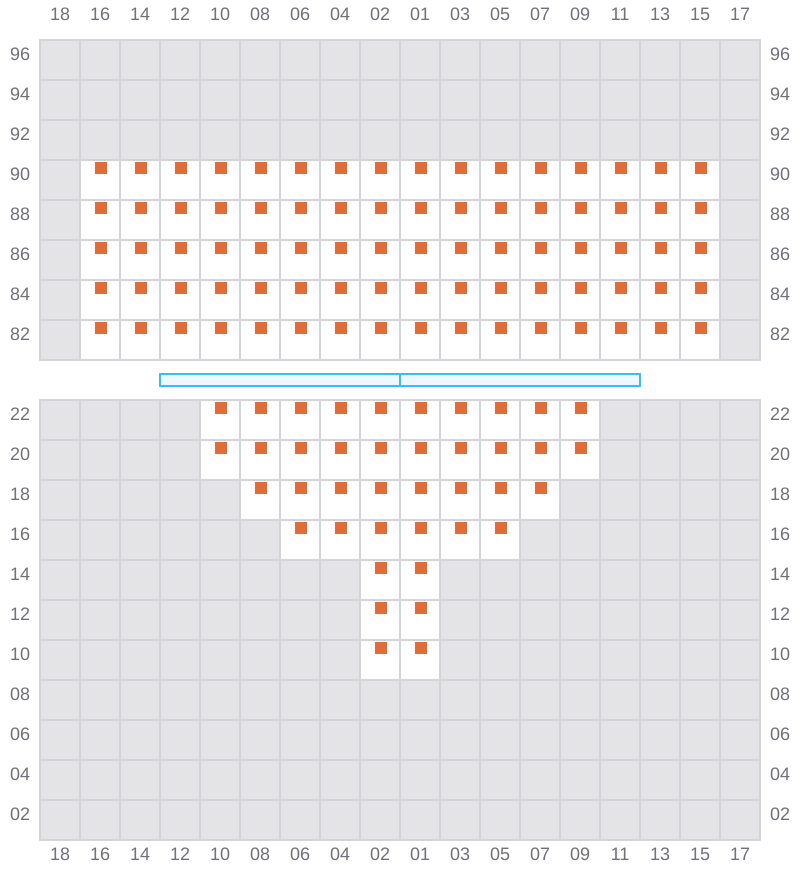 Bay 003 view and slots of CMA CGM AQUILA