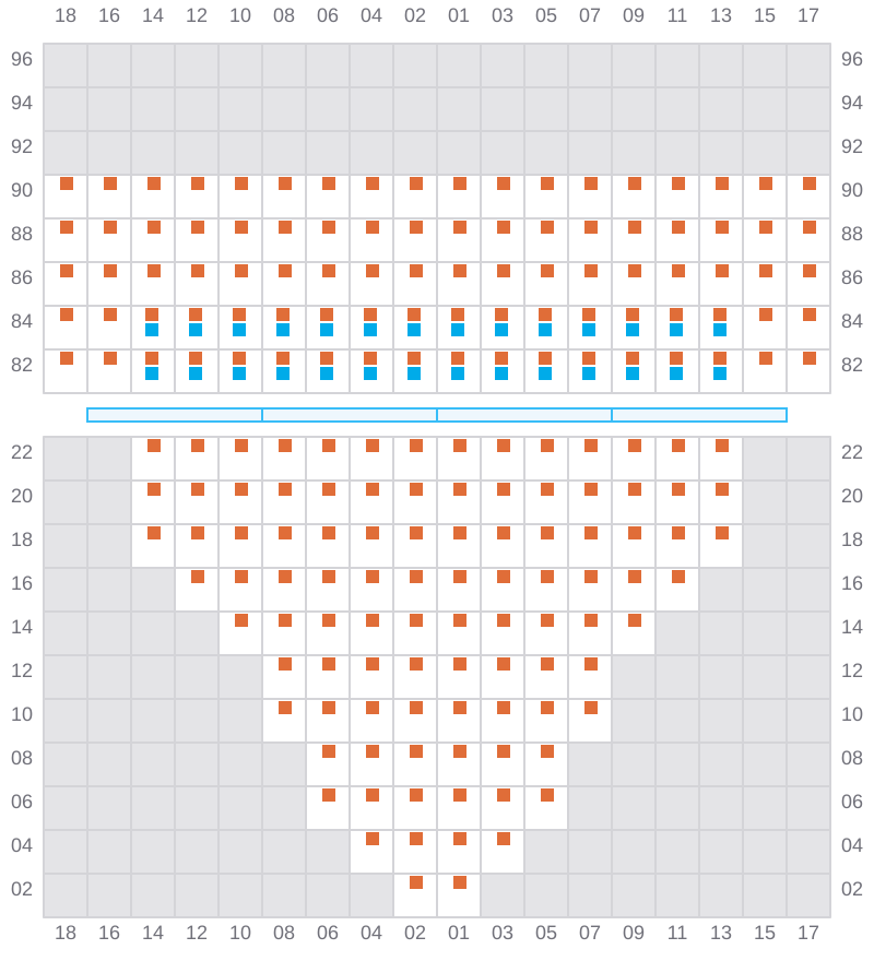 Bay 011 view and slots of CMA CGM AQUILA