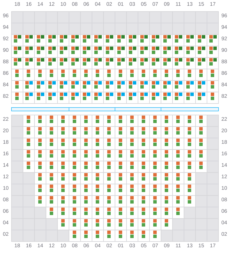 Bay 021 view and slots of CMA CGM AQUILA