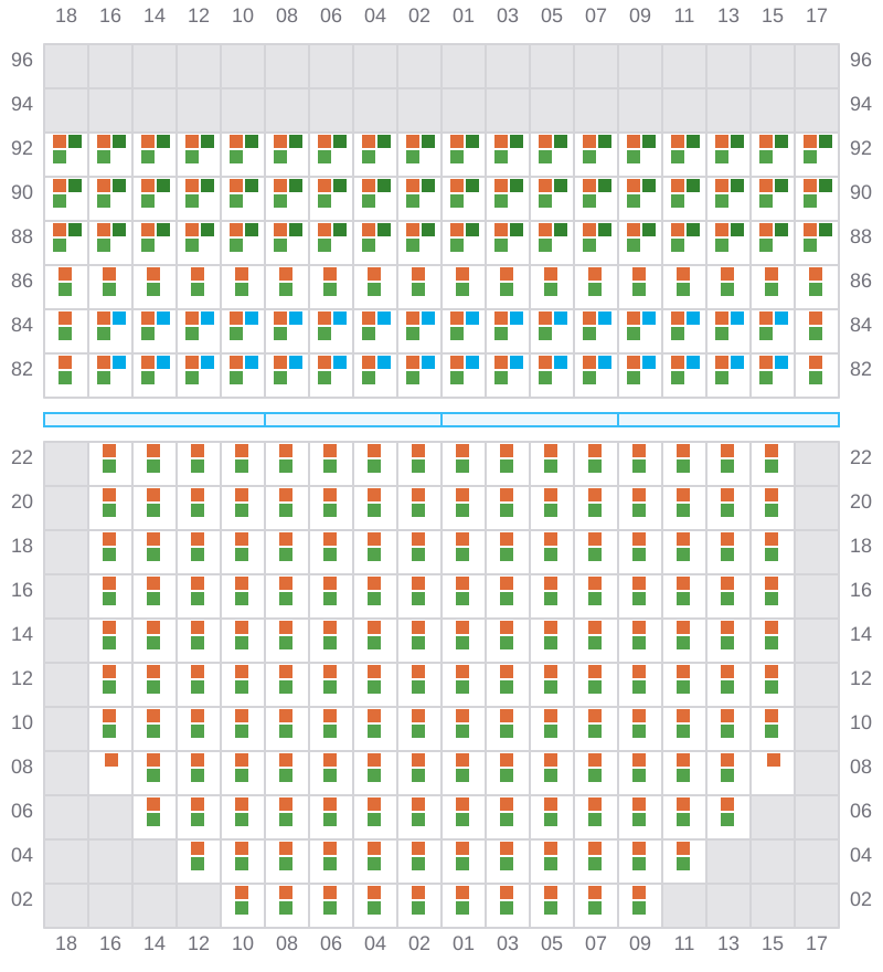 Bay 025 view and slots of CMA CGM AQUILA