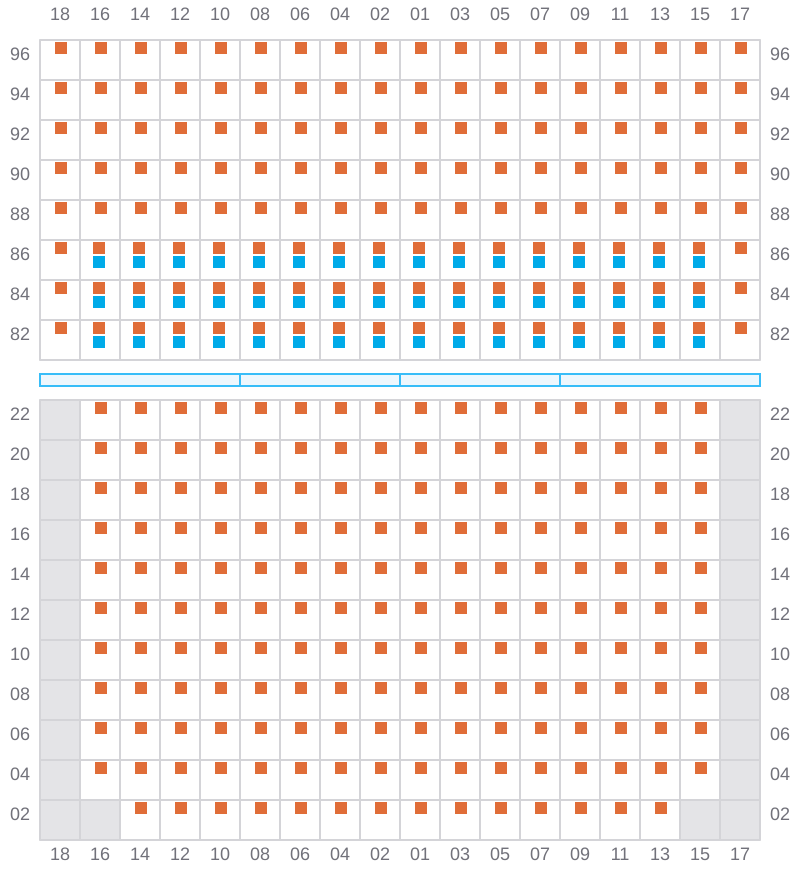 Bay 043 view and slots of CMA CGM AQUILA