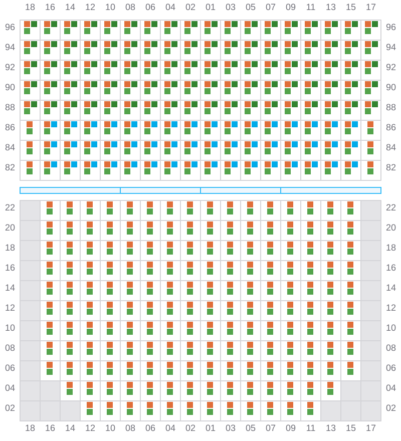 Bay 061 view and slots of CMA CGM AQUILA