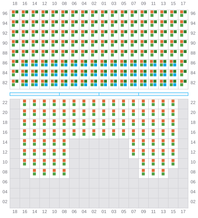 Bay 069 view and slots of CMA CGM AQUILA