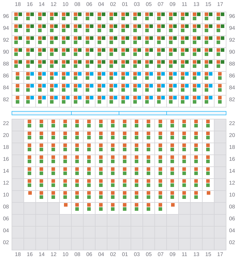 Bay 073 view and slots of CMA CGM AQUILA